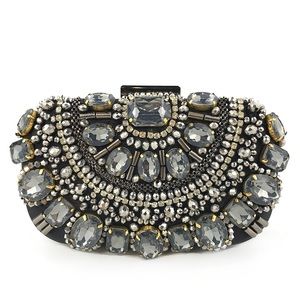 Pewter Rhinestone Embellished Evening Bag ♥️